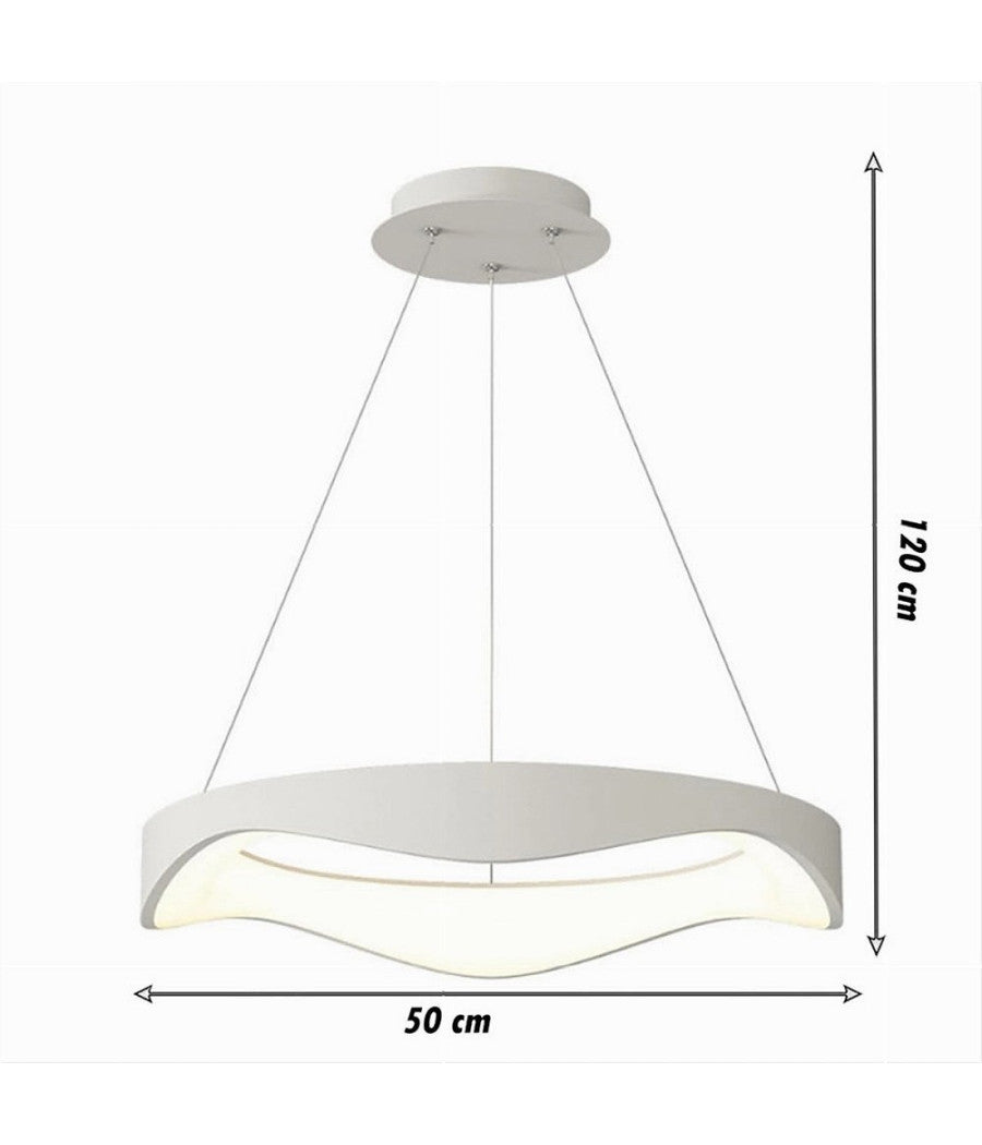 Lampadario A Sospensione Led Onda 38w Ultra Moderna 3 Colorazioni Di Luce A67-3c  Bianco       