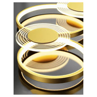 Trade Shop - Lampadario A Sospensione Led Oro 65w 6 Anelli Luminosi Moderno Con Telecomando 71422         