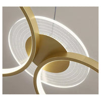 Trade Shop - Lampadario A Sospensione Led Oro 65w 6 Anelli Luminosi Moderno Con Telecomando 71422         