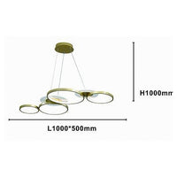 Trade Shop - Lampadario A Sospensione Led Oro 65w 6 Anelli Luminosi Moderno Con Telecomando 71422         