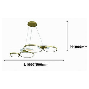 Trade Shop - Lampadario A Sospensione Led Oro 65w 6 Anelli Luminosi Moderno Con Telecomando 71422         