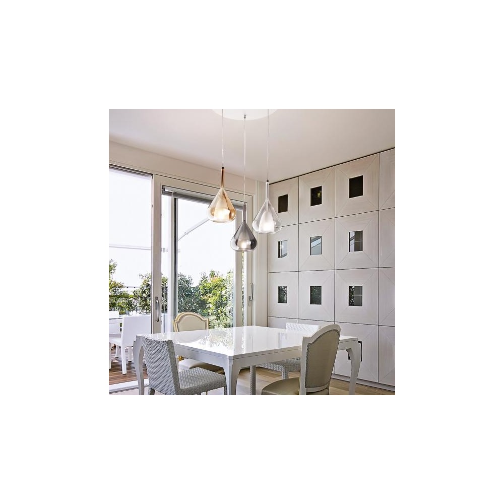 Lampadario a sospensione Lila a Led in metallo e vetro borosilicato 3481-47-297 Fabas Luce