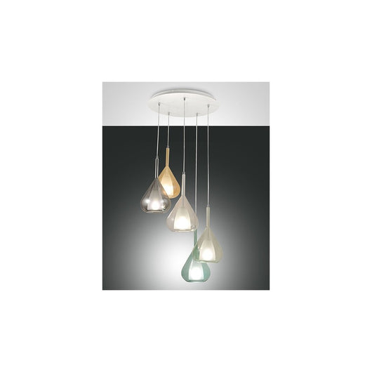 Lampadario a sospensione Lila a Led in metallo e vetro borosilicato 3481-49-362 Fabas Luce