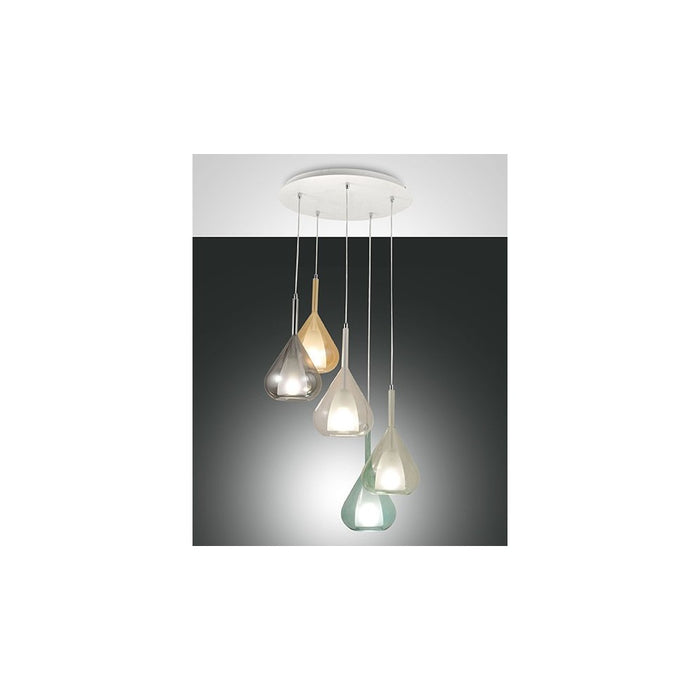 Lampadario a sospensione Lila a Led in metallo e vetro borosilicato 3481-49-362 Fabas Luce