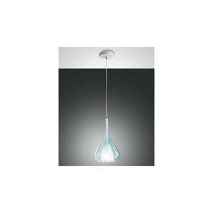 Lampadario a sospensione Lila a Led in metallo e vetro borosilicato Azzurro trasparente 3481-40-244 Fabas Luce