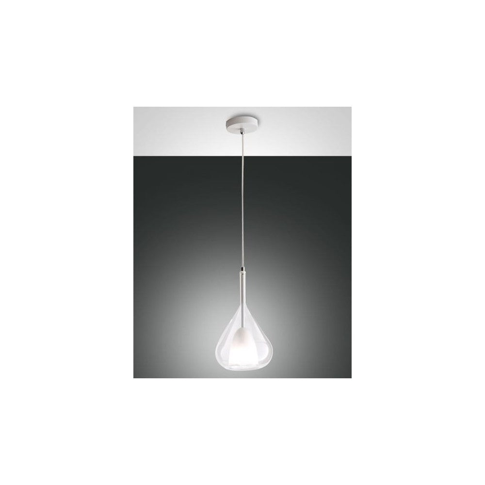 Lampadario a sospensione Lila a Led in metallo e vetro borosilicato trasparente 3481-40-241 Fabas Luce