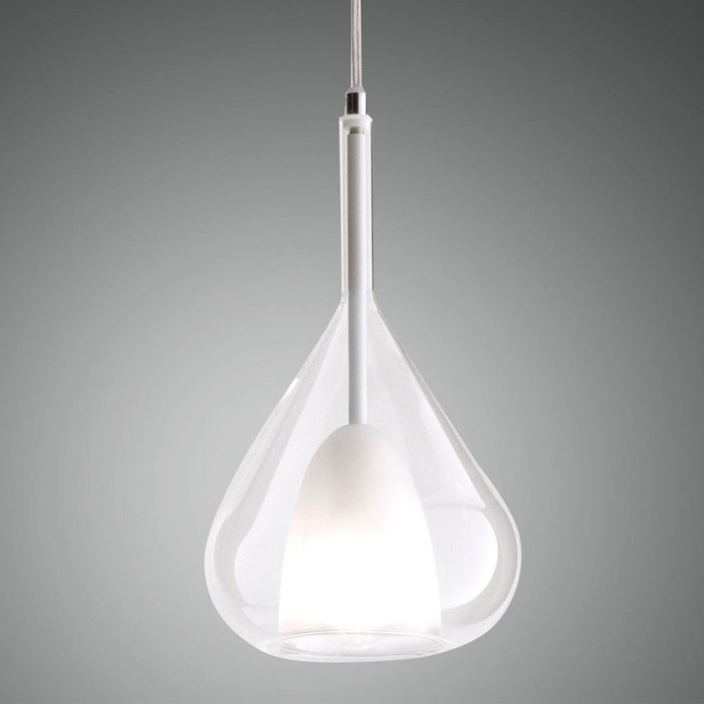 Lampadario a sospensione Lila a Led in metallo e vetro borosilicato trasparente 3481-40-241 Fabas Luce