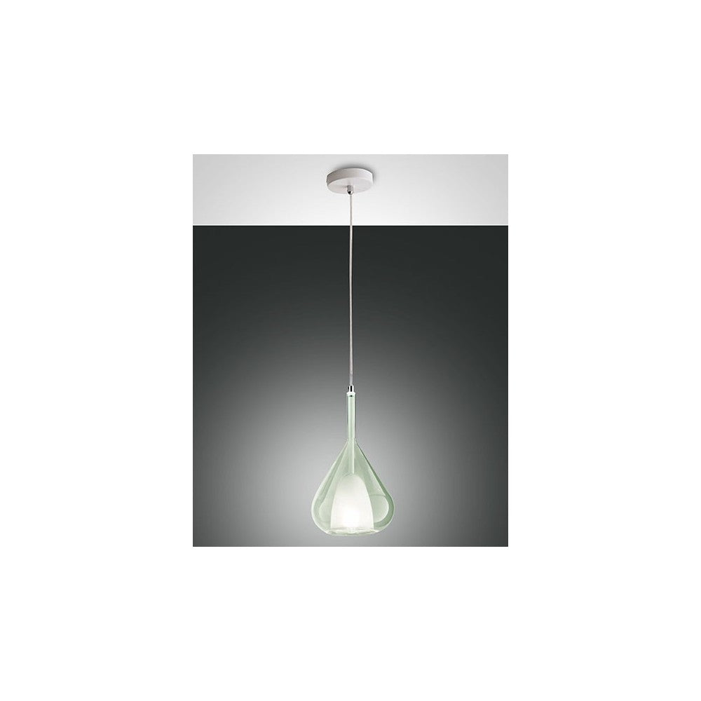 Lampadario a sospensione Lila a Led in metallo e vetro borosilicato verde trasparente 3481-40-140 Fabas Luce