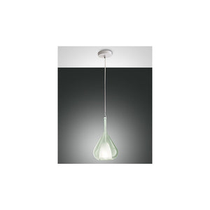 Lampadario a sospensione Lila a Led in metallo e vetro borosilicato verde trasparente 3481-40-140 Fabas Luce