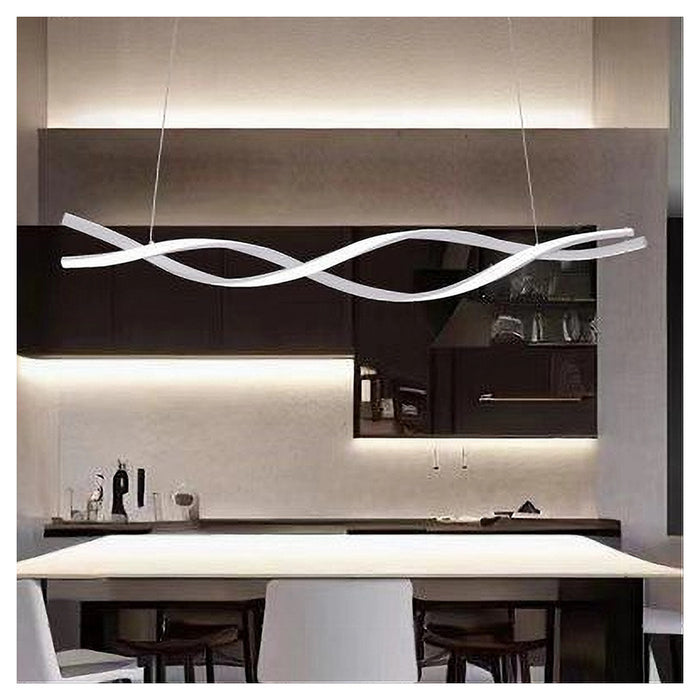 Trade Shop - Lampadario A Sospensione Luce 3000k-6500k Led 48w Bianco Spirale Vortice Orizzontale 01134         