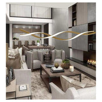 Trade Shop - Lampadario A Sospensione Luce 3000k-6500k Led 48w Oro Spirale Vortice Orizzontale 01110         