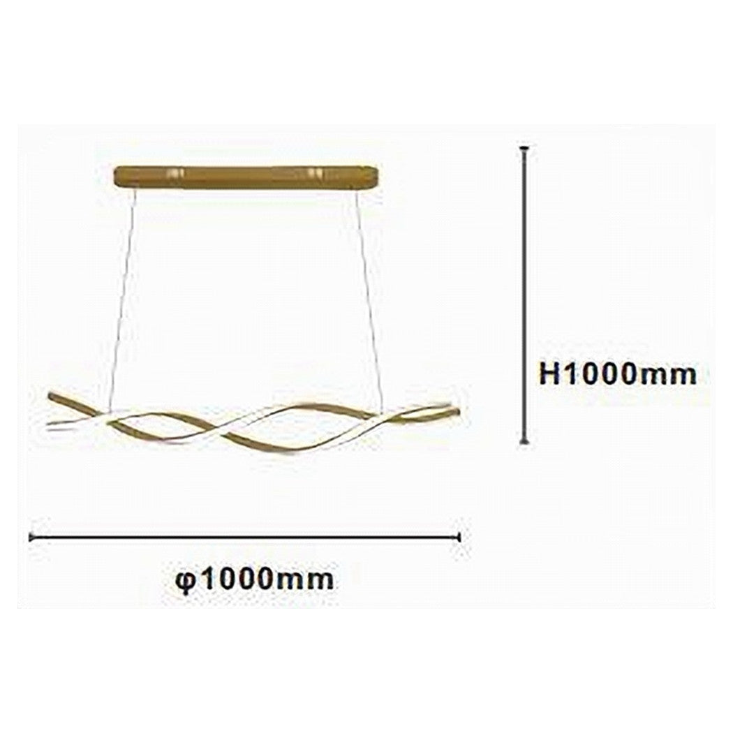 Trade Shop - Lampadario A Sospensione Luce 3000k-6500k Led 48w Oro Spirale Vortice Orizzontale 01110         