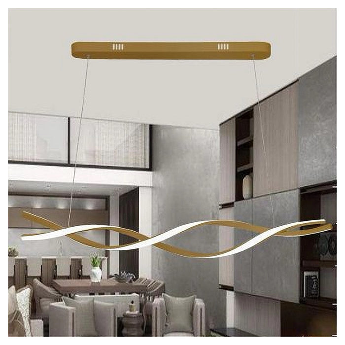 Trade Shop - Lampadario A Sospensione Luce 3000k-6500k Led 48w Oro Spirale Vortice Orizzontale 01110         