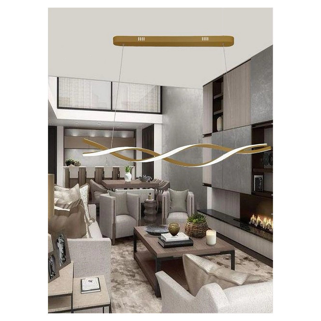 Trade Shop - Lampadario A Sospensione Luce 3000k-6500k Led 48w Oro Spirale Vortice Orizzontale 01110         