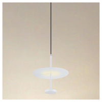 Trade Shop - Lampadario A Sospensione Luce 4000k Led 12w Disco Paralume Piatto Bianco Rotondo 33092         