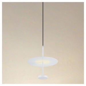Trade Shop - Lampadario A Sospensione Luce 4000k Led 12w Disco Paralume Piatto Bianco Rotondo 33092         