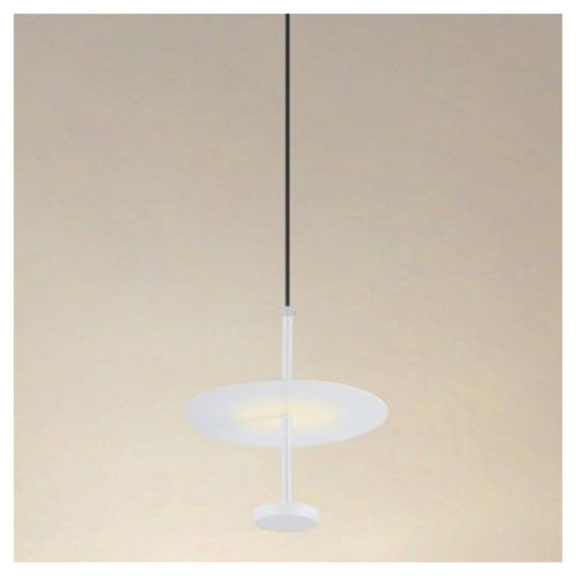 Trade Shop - Lampadario A Sospensione Luce 4000k Led 12w Disco Paralume Piatto Bianco Rotondo 33092         