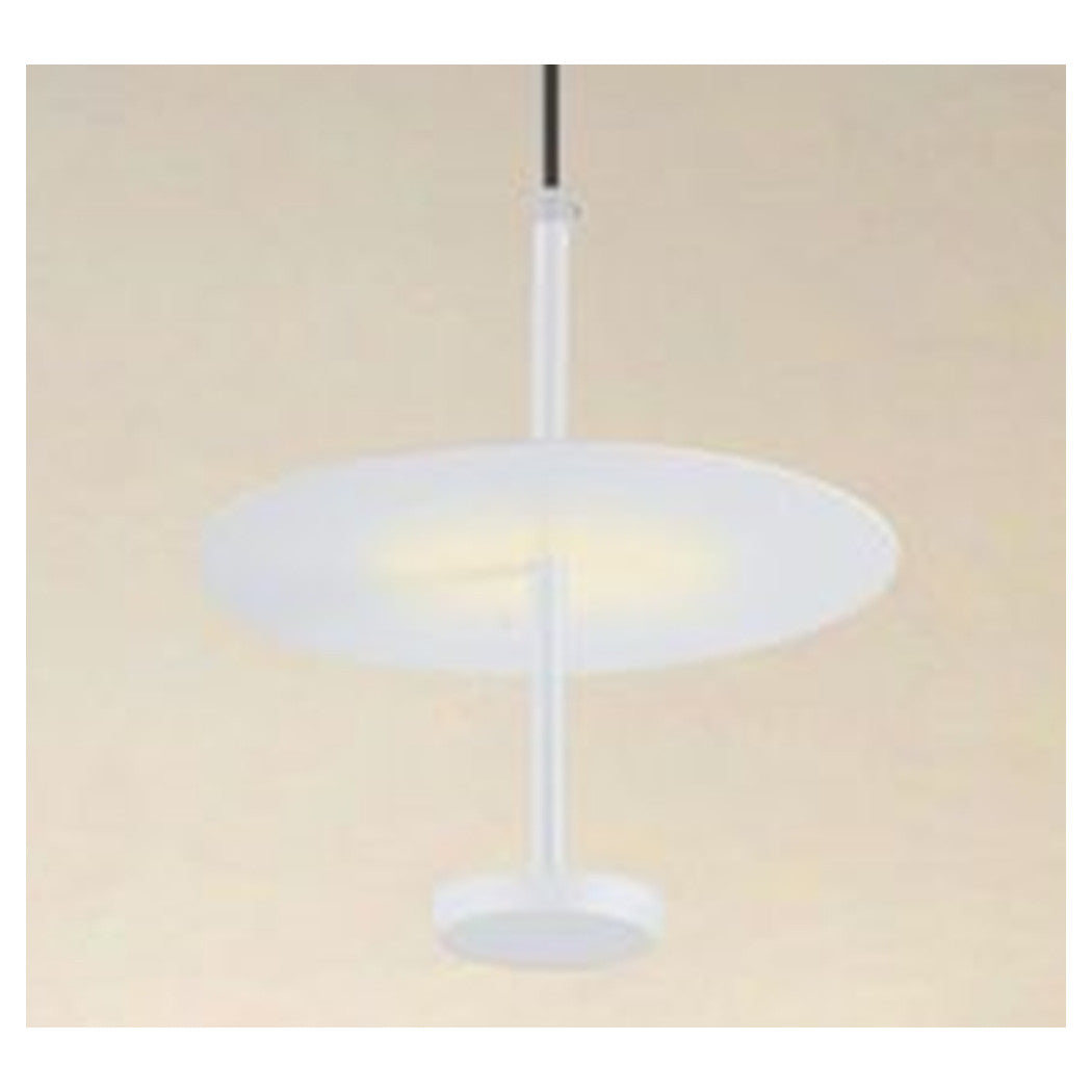 Trade Shop - Lampadario A Sospensione Luce 4000k Led 12w Disco Paralume Piatto Bianco Rotondo 33092         