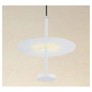 Trade Shop - Lampadario A Sospensione Luce 4000k Led 12w Disco Paralume Piatto Bianco Rotondo 33092         