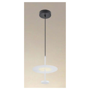 Trade Shop - Lampadario A Sospensione Luce 4000k Led 12w Disco Paralume Piatto Bianco Rotondo 33092         