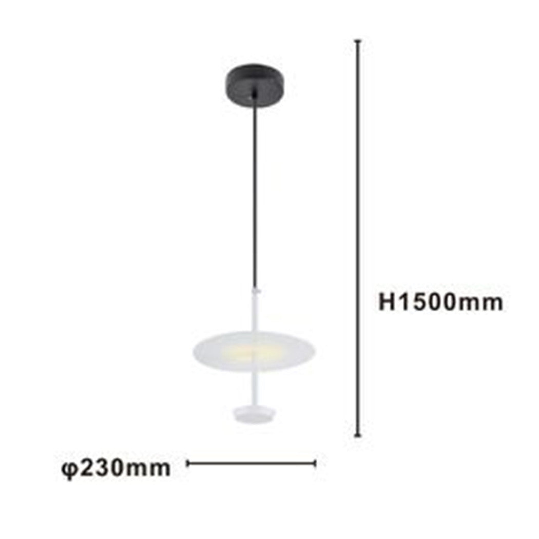 Trade Shop - Lampadario A Sospensione Luce 4000k Led 12w Disco Paralume Piatto Bianco Rotondo 33092         