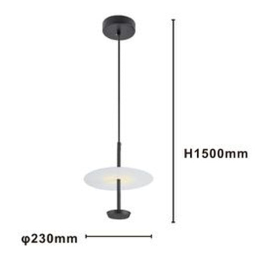 Trade Shop - Lampadario A Sospensione Luce 4000k Led 12w Disco Paralume Piatto Nero Rotondo 33115         
