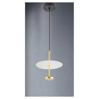 Trade Shop - Lampadario A Sospensione Luce 4000k Led 12w Disco Paralume Piatto Oro Rotondo 33139         