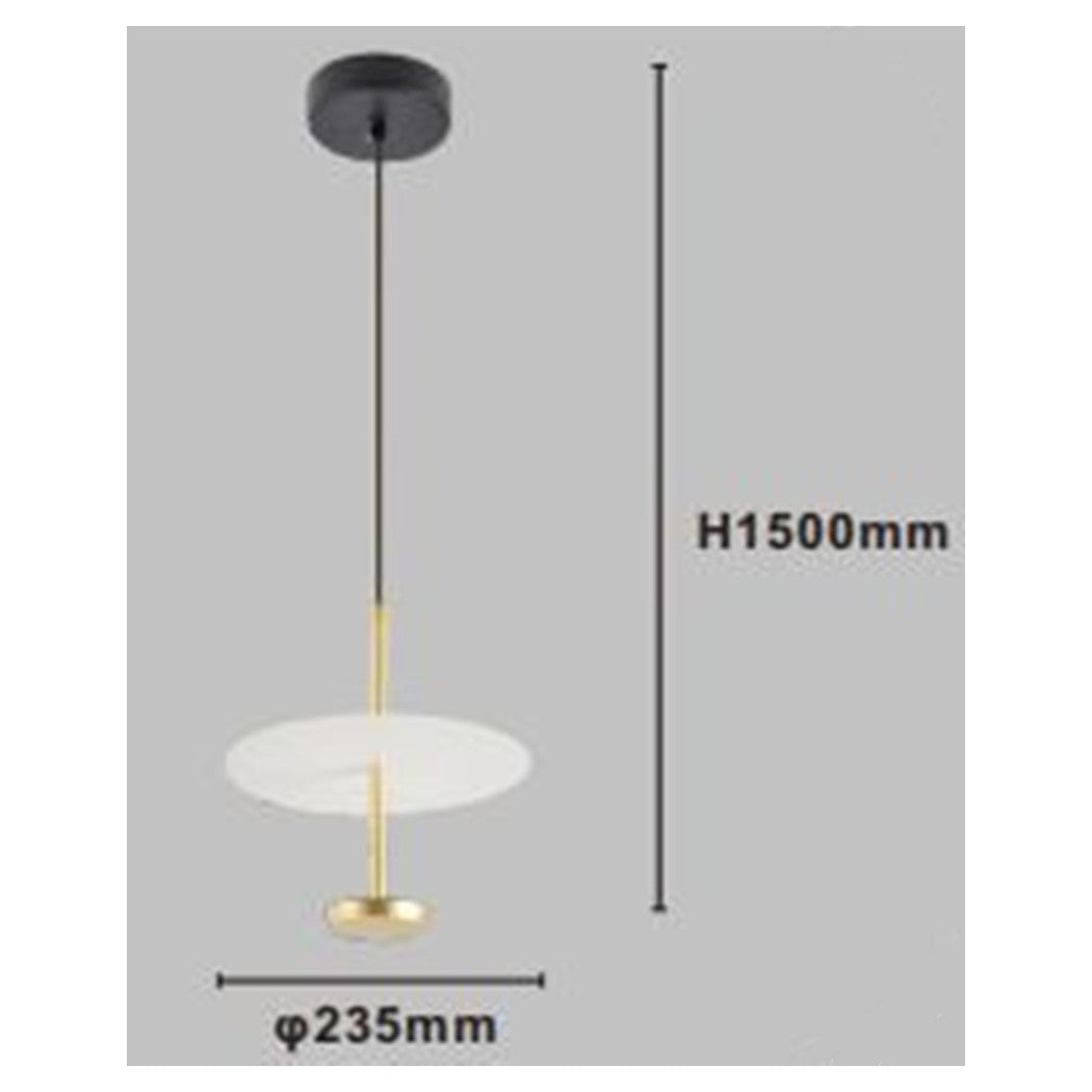 Trade Shop - Lampadario A Sospensione Luce 4000k Led 12w Disco Paralume Piatto Oro Rotondo 33139         