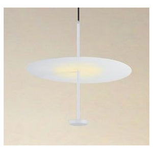 Trade Shop - Lampadario A Sospensione Luce 4000k Led 18w Disco Paralume Piatto Bianco Rotondo 33153         