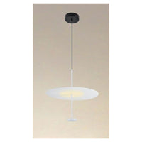 Trade Shop - Lampadario A Sospensione Luce 4000k Led 18w Disco Paralume Piatto Bianco Rotondo 33153         