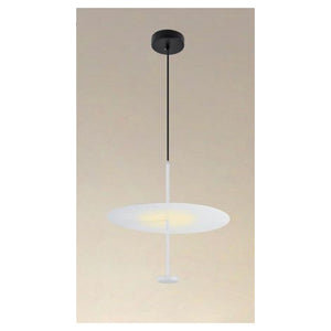 Trade Shop - Lampadario A Sospensione Luce 4000k Led 18w Disco Paralume Piatto Bianco Rotondo 33153         