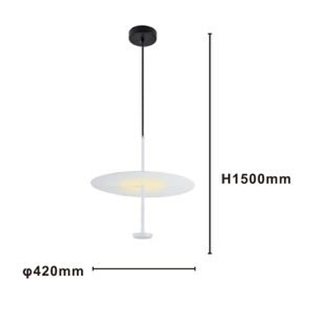 Trade Shop - Lampadario A Sospensione Luce 4000k Led 18w Disco Paralume Piatto Bianco Rotondo 33153         