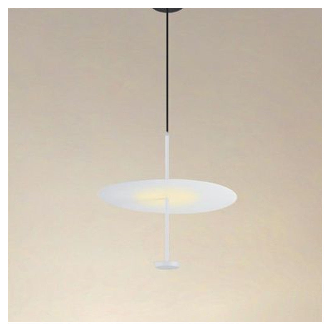 Trade Shop - Lampadario A Sospensione Luce 4000k Led 18w Disco Paralume Piatto Bianco Rotondo 33153         