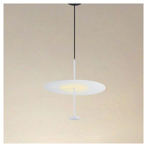 Trade Shop - Lampadario A Sospensione Luce 4000k Led 18w Disco Paralume Piatto Bianco Rotondo 33153         