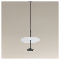 Trade Shop - Lampadario A Sospensione Luce 6500k Led 12w Disco Paralume Piatto Bianco Nero Tondo 33122         