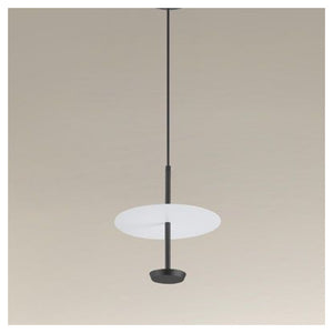 Trade Shop - Lampadario A Sospensione Luce 6500k Led 12w Disco Paralume Piatto Bianco Nero Tondo 33122         