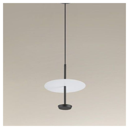 Trade Shop - Lampadario A Sospensione Luce 6500k Led 12w Disco Paralume Piatto Bianco Nero Tondo 33122         