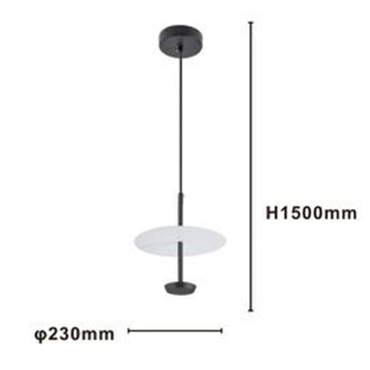 Trade Shop - Lampadario A Sospensione Luce 6500k Led 12w Disco Paralume Piatto Bianco Nero Tondo 33122         
