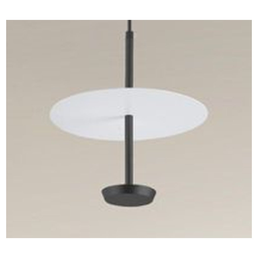 Trade Shop - Lampadario A Sospensione Luce 6500k Led 12w Disco Paralume Piatto Bianco Nero Tondo 33122         