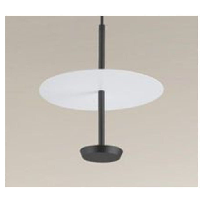 Trade Shop - Lampadario A Sospensione Luce 6500k Led 12w Disco Paralume Piatto Bianco Nero Tondo 33122         