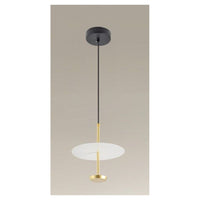 Trade Shop - Lampadario A Sospensione Luce 6500k Led 12w Disco Paralume Piatto Bianco Oro Tondo 33146         