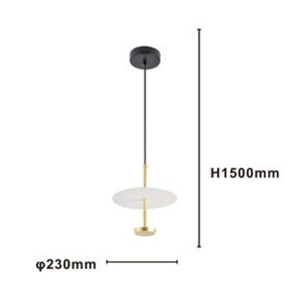 Trade Shop - Lampadario A Sospensione Luce 6500k Led 12w Disco Paralume Piatto Bianco Oro Tondo 33146         