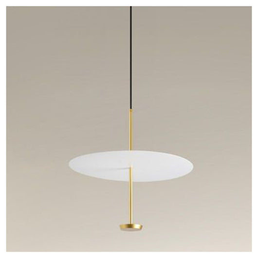 Trade Shop - Lampadario A Sospensione Luce 6500k Led 18w Disco Paralume Piatto Bianco Oro Tondo 33207         
