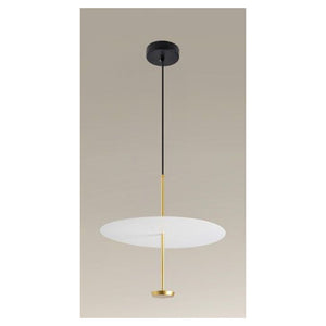 Trade Shop - Lampadario A Sospensione Luce 6500k Led 18w Disco Paralume Piatto Bianco Oro Tondo 33207         