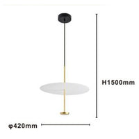 Trade Shop - Lampadario A Sospensione Luce 6500k Led 18w Disco Paralume Piatto Bianco Oro Tondo 33207         
