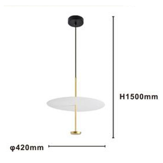 Trade Shop - Lampadario A Sospensione Luce 6500k Led 18w Disco Paralume Piatto Bianco Oro Tondo 33207         