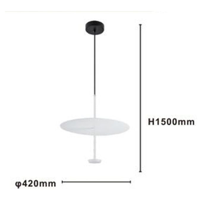 Trade Shop - Lampadario A Sospensione Luce 6500k Led 18w Disco Paralume Piatto Bianco Rotondo 33160         
