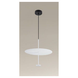 Trade Shop - Lampadario A Sospensione Luce 6500k Led 18w Disco Paralume Piatto Bianco Rotondo 33160         