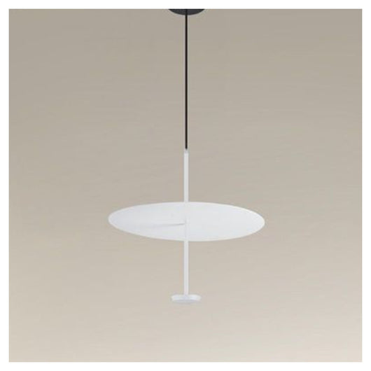 Trade Shop - Lampadario A Sospensione Luce 6500k Led 18w Disco Paralume Piatto Bianco Rotondo 33160         