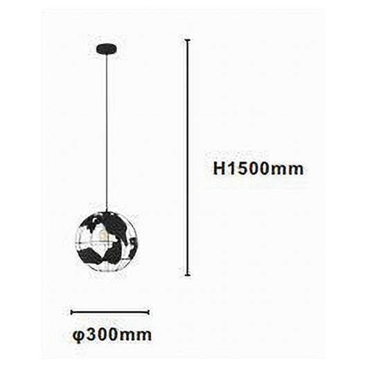Trade Shop - Lampadario A Sospensione Mappamondo E27 In Metallo Nero Sfera Globo Sospeso 33948         